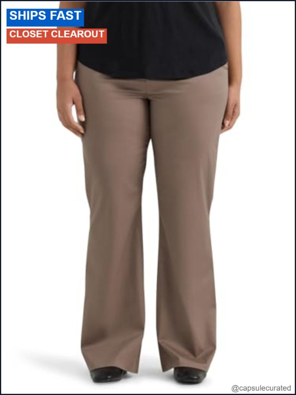 Plus Size Wrinkle Free Mid Rise Bootcut Pants for Work